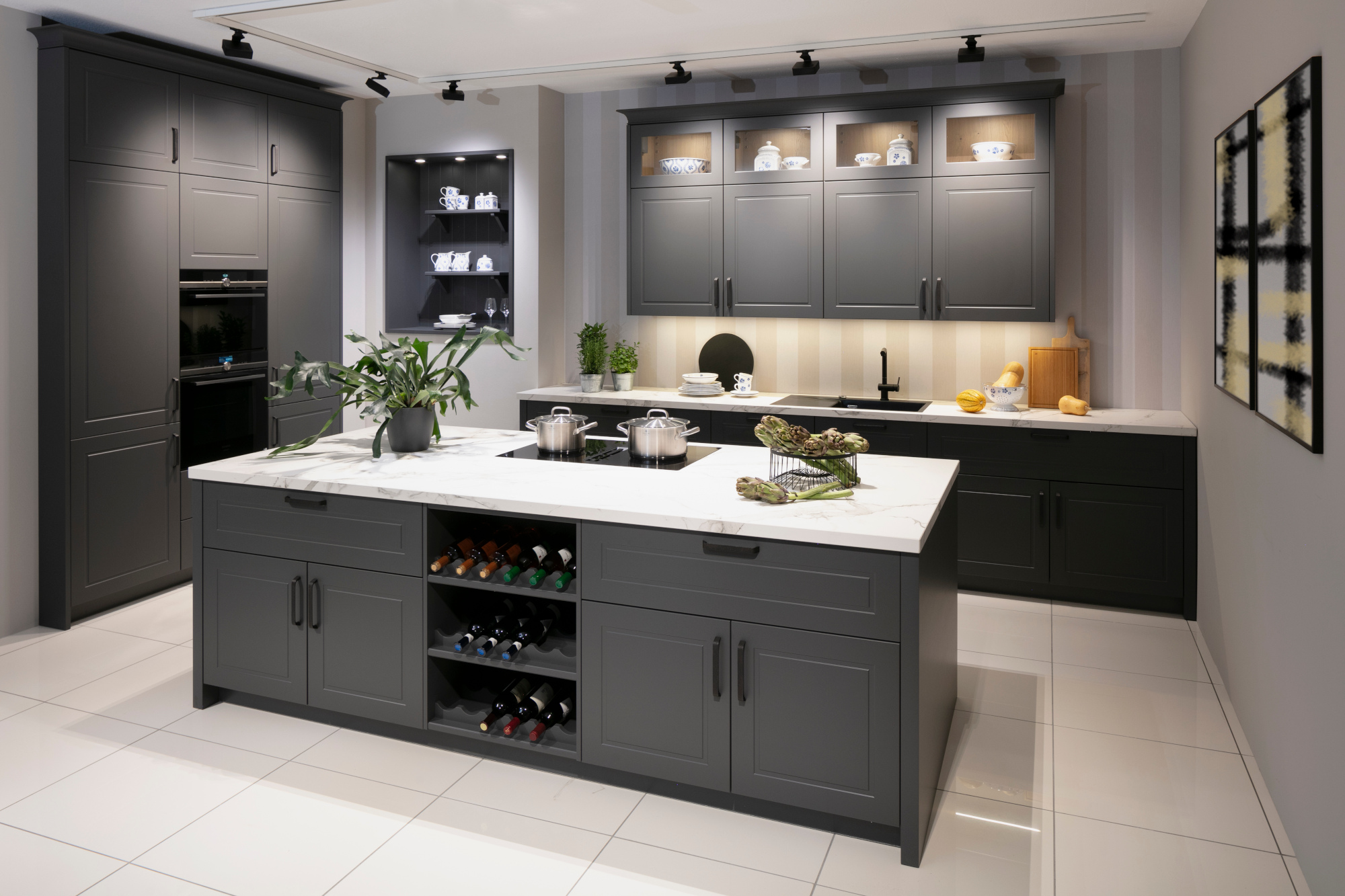 Ballerina Küche Landhaus Samtlack dunkelgrau